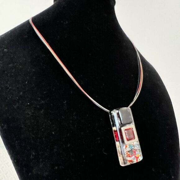 Vintage Resin Art Glass Clasp Closure Necklace Statement Piece - Picture 6 of 15